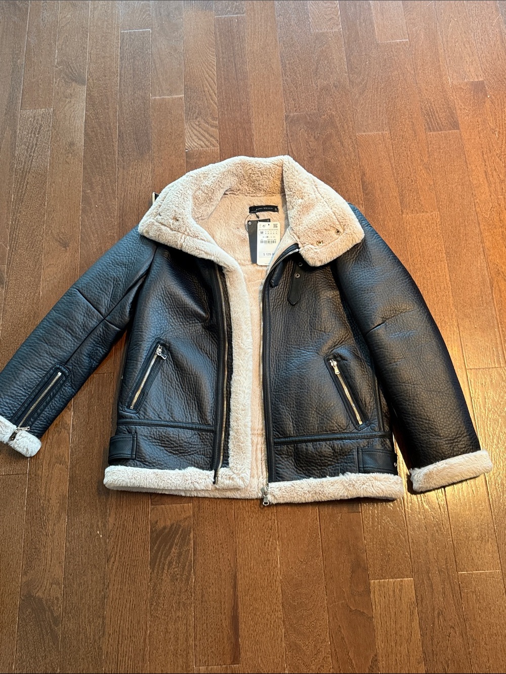 Zara Faux Leather Shearling Coat